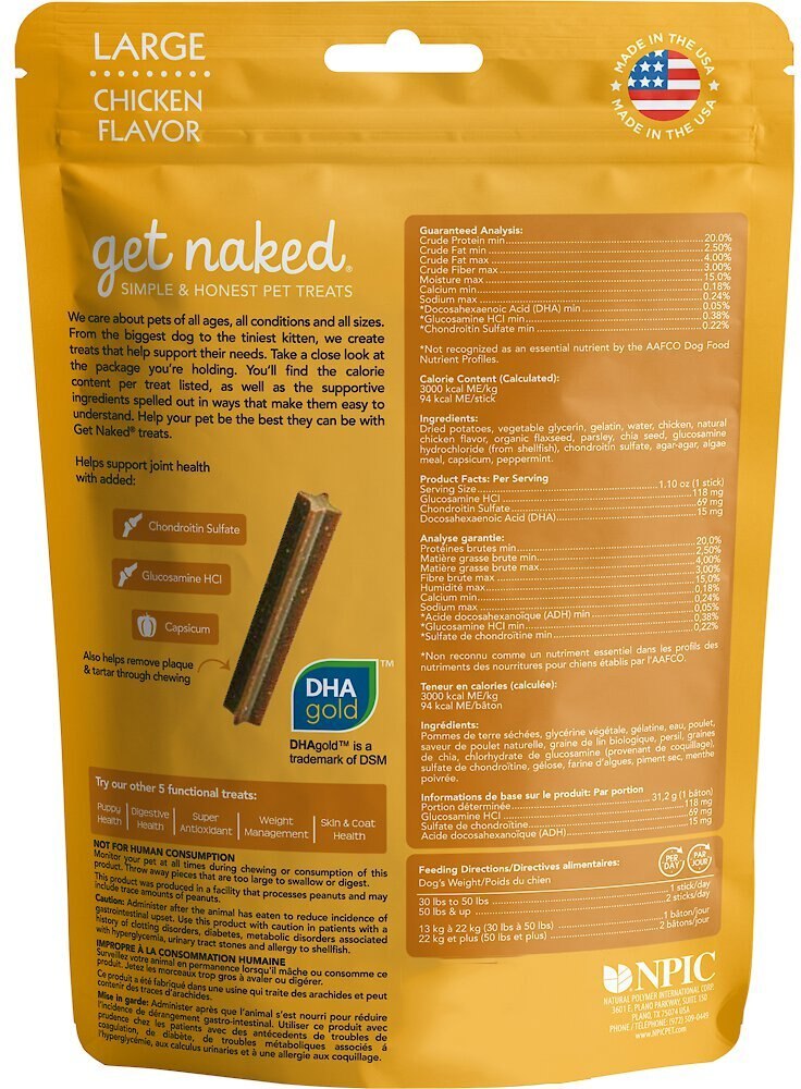 Get Naked Joint Health Grain-Free Dental Stick Dog Treats