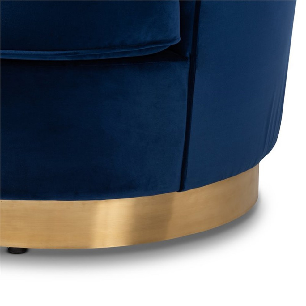 Bowery Hill 18.1 quotMid Century Velvet Upholstered Sofa in Royal Blue/Gold   Contemporary   Sofas   by Homesquare  Houzz