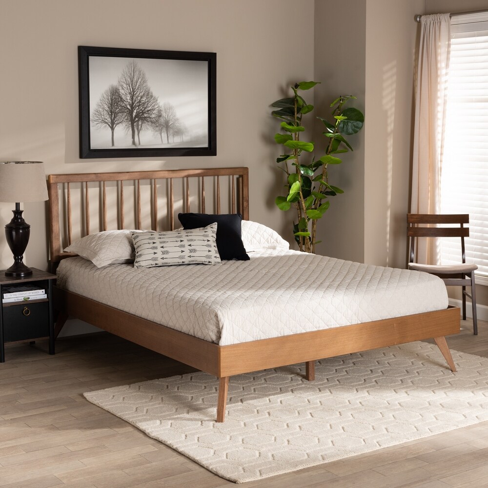 Toru Modern Ash Walnut Finished Wood Platform Bed