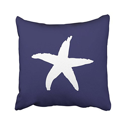 WinHome Decorative Navy Blue Nautical Sea Star Pillow Decorative Throw Pillow Case Cushion Cover Size 20x20 inches Two Side