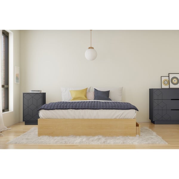 Ballet 2 Piece Bedroom Set， Natural Maple and Charcoal Grey - - 36134152