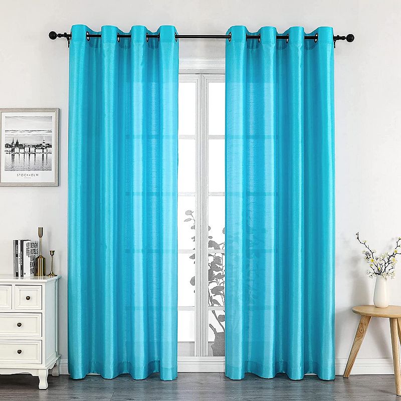 GoodGram Montauk Accents 2 Pack Ultra Luxurious Faux Silk Sheer Grommet Top Curtain Panels