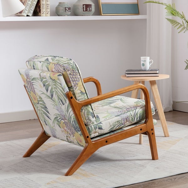 Accent Chair Modern Wood Upholstered Arm Chair