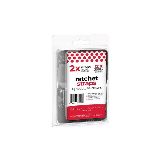 Natural Home 2pk 300lbs Ratchet Straps