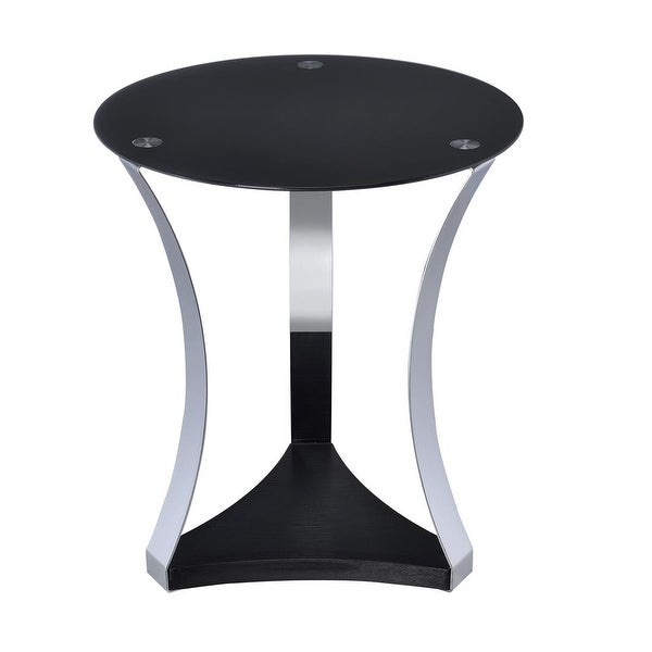 Modern Style Round End Table， Side Table With Bottom Storage Shelf