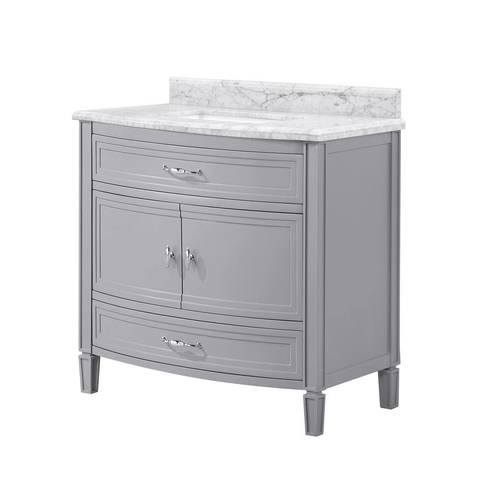 Home Decorators Collection Dacosti 36 in. W x 22 in. D x 34.5 in. H Single Sink Bath Vanity in Pebble Gray with White Carrara Marble Top Dacosti 36PG