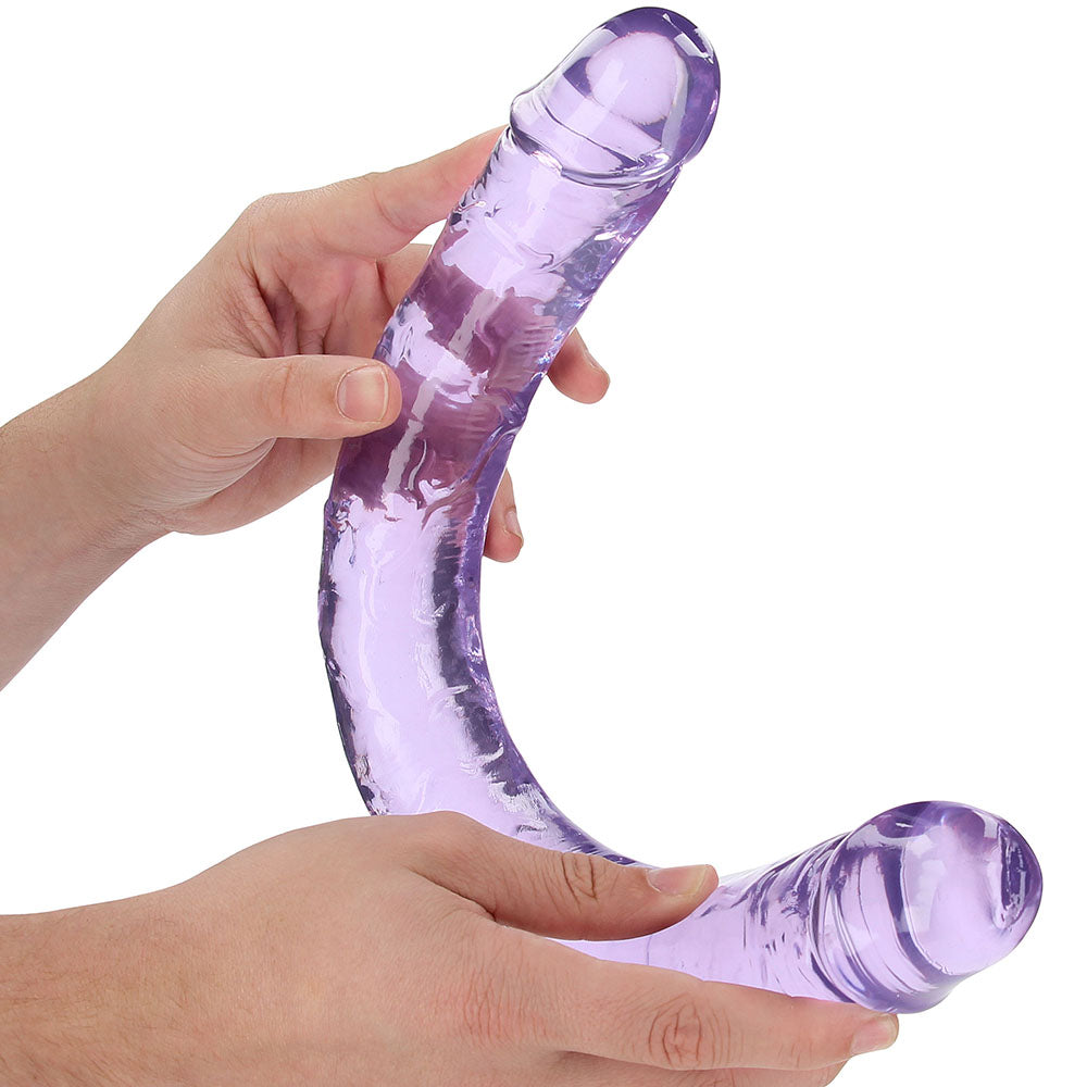 RealRock Crystal Clear Jelly 18 Inch Double Dildo in Purple