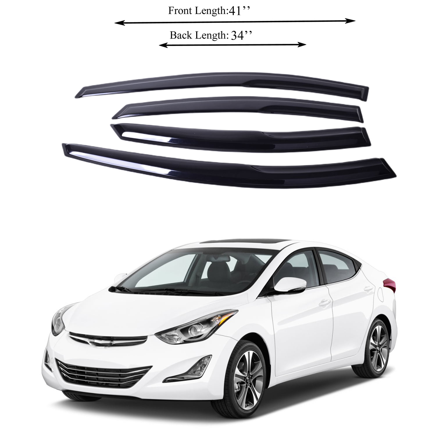 Fits for Elantra 11-18 Acrylic Side Window Visor Sun Rain Deflector Guard