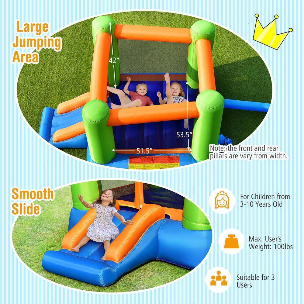 Gymax Inflatable Bounce House Kids Jumping Playhouse Indoor and Outdoor With 550-Watt Blower GYM10584