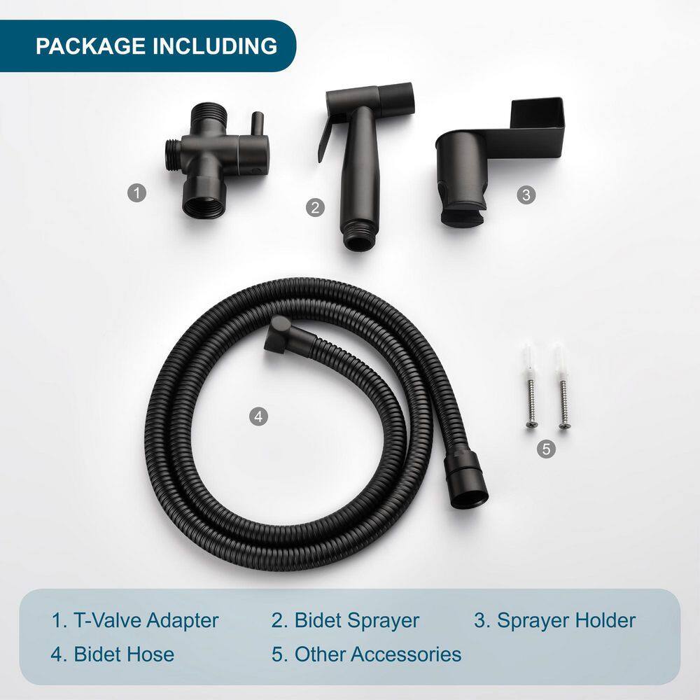 Miscool Novis Single-Handle Bidet Faucet with Bidet Sprayer and Flexible Bidet Hose in Matte Black BDSMDHD10Y029B