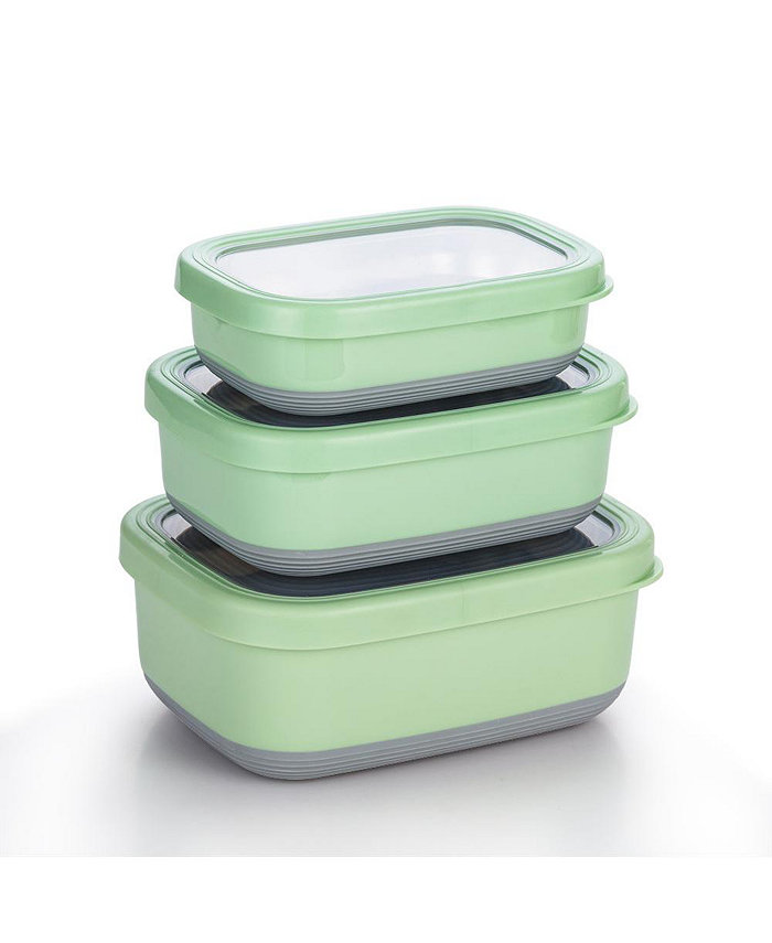 Lille Home Stainless Steel Food Containers Set of 3 470ML 900ML1.4L Green