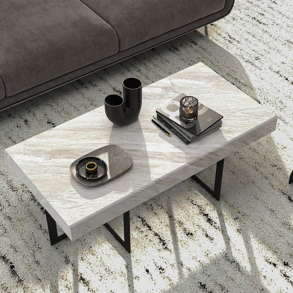 Granala Faux Marble Coffee Table with Drawers by Furniture of America