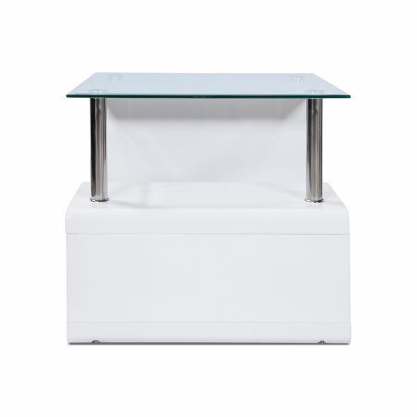 Furniture of America Rost Contemporary White 24-inch 2-shelf Side Table