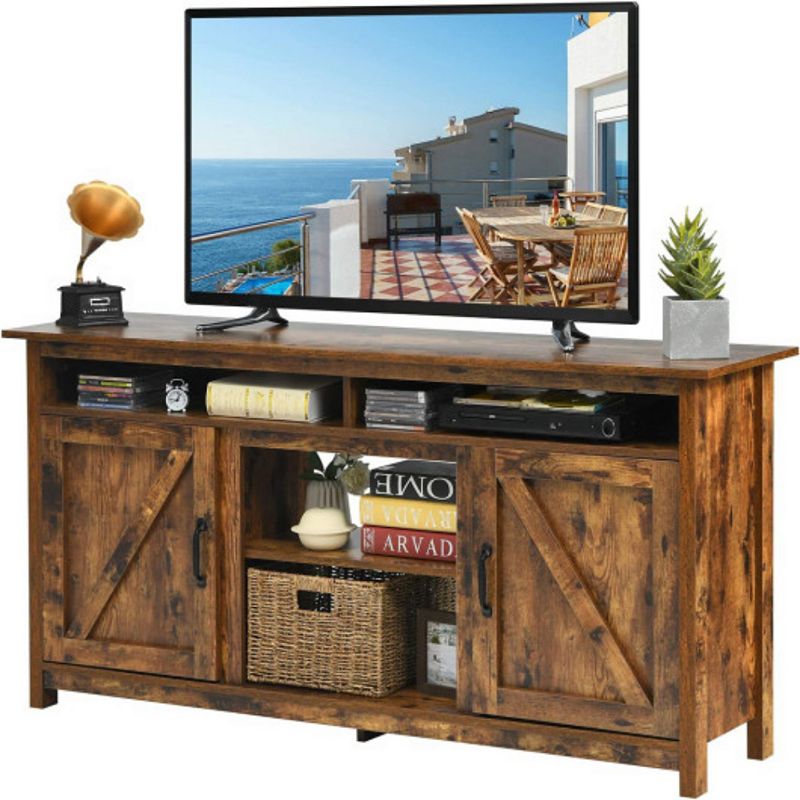 60 Industrial Tv Stand Entertainment Center With Shelve And Cabinet-brown