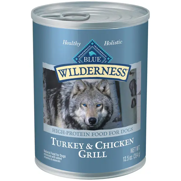 Blue Buffalo Wilderness 12.5 oz Turkey and Chicken Grill Natural Adult Wet Dog Food，