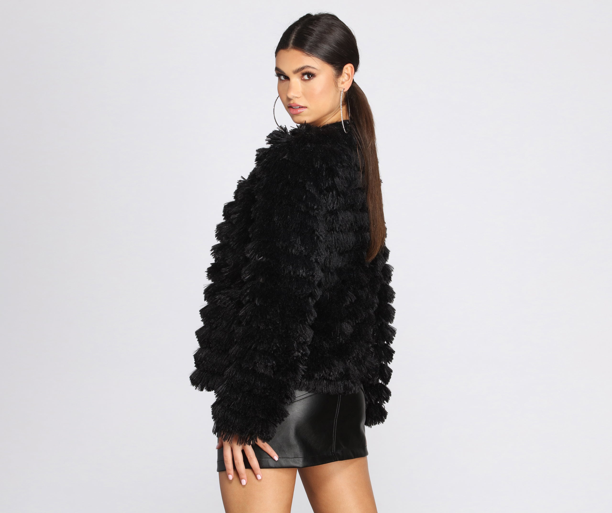 Open Yarn Fringe Jacket