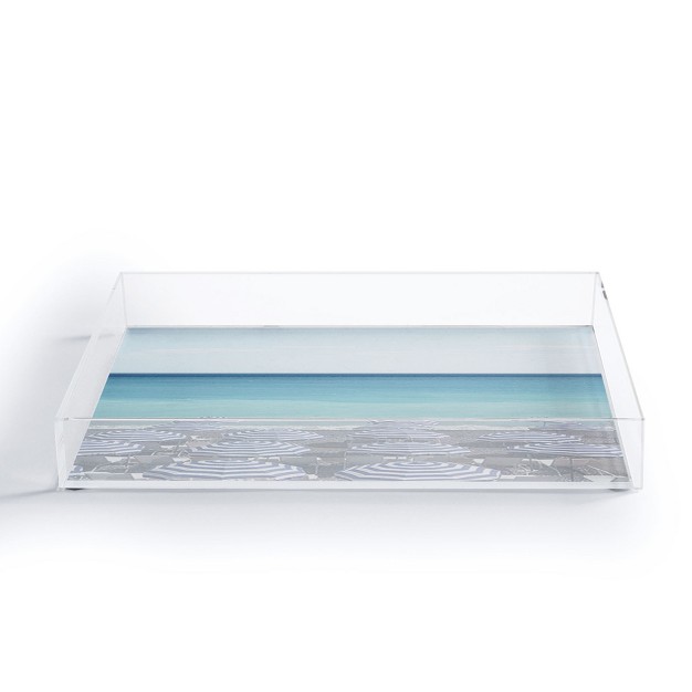 Henrike Schenk Travel Photography Blue Beach Umbrellas Photo Acrylic Tray deny Designs