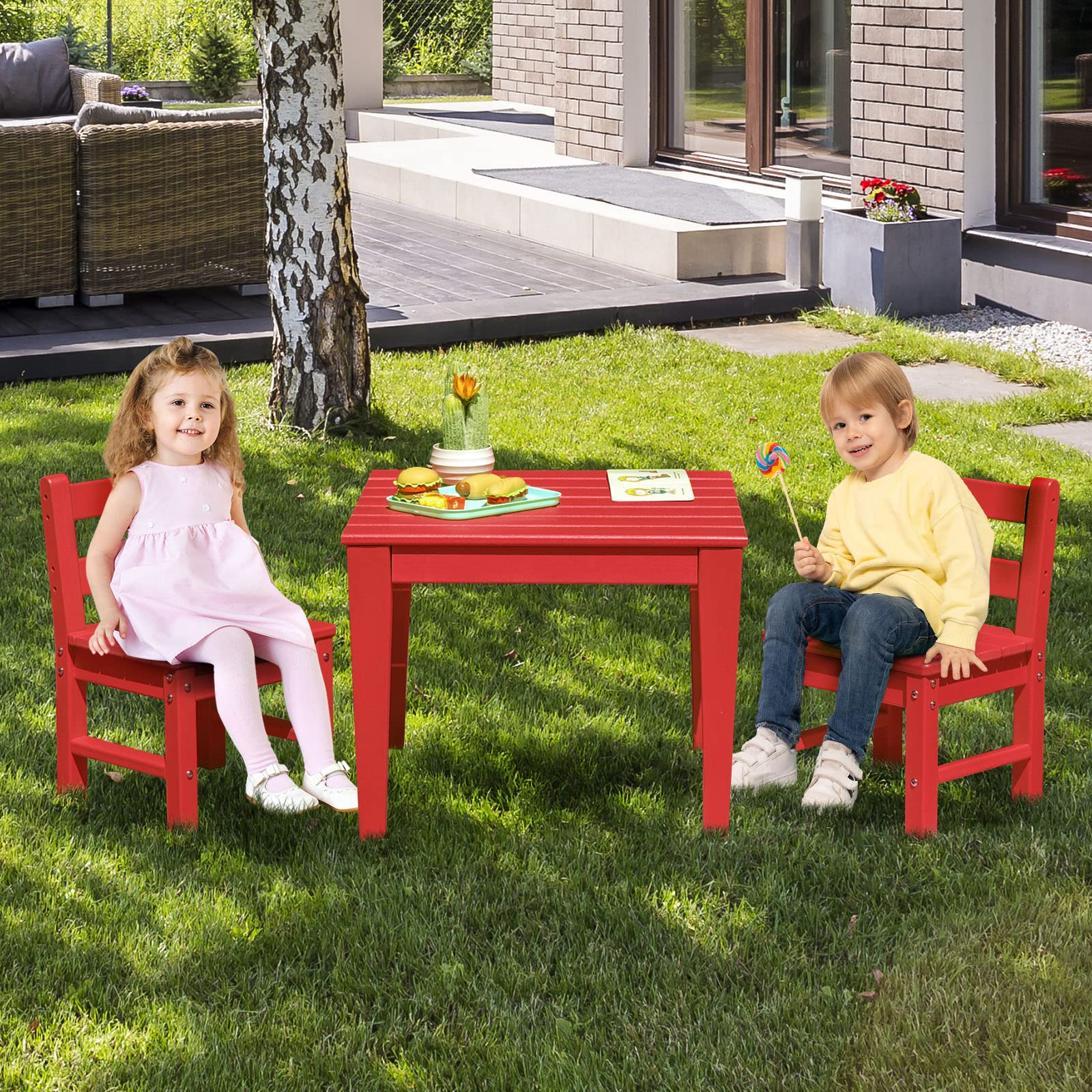 Costzon Kids Table and Chair Set, 3 Piece Toddler Table and Chair Set