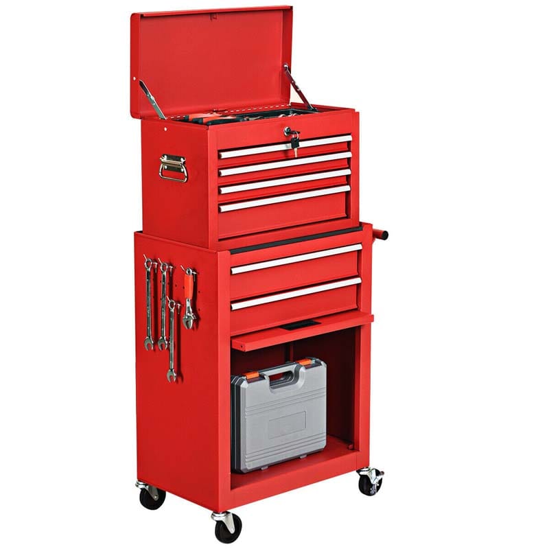 6-Drawer Rolling Tool Chest Removable Tool Storage Cabinet Toolbox Organizer with Sliding Drawers & Lock