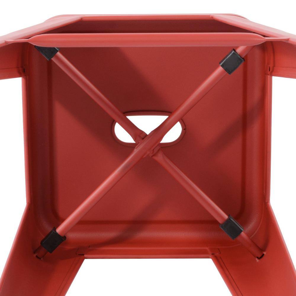 Homy Casa Zolnes 24 in. Red Backless Metal Frame Counter Stool (Set of 4) ZOLNES 24 VINTAGE RED 4PCS