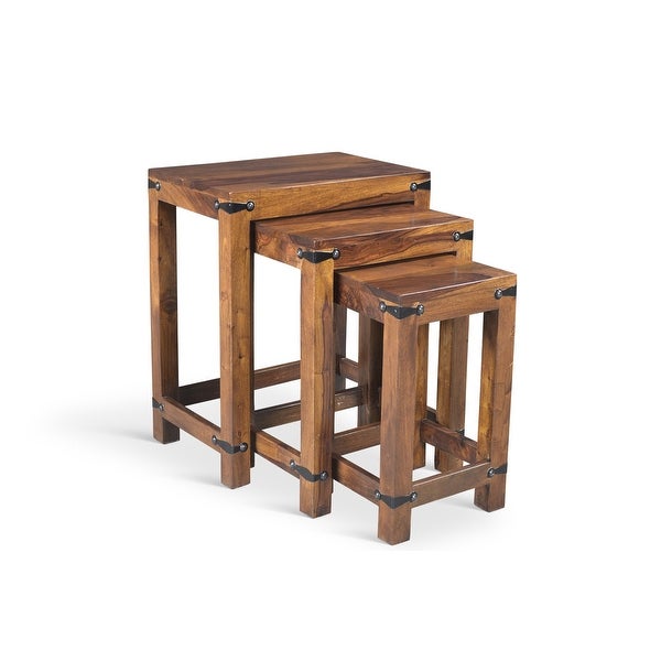 Handmade Rustic Nesting Tables， Set of 3 (India) - 18