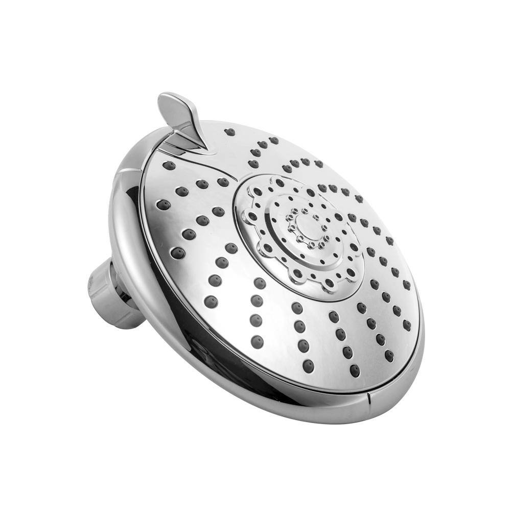 Logmey 5-Spray Patterns with 2.5 GPM 5 in. Wall Mount Dual Shower Heads with Slide Bar and Hose in Chrome Polishing LM-SLF16002