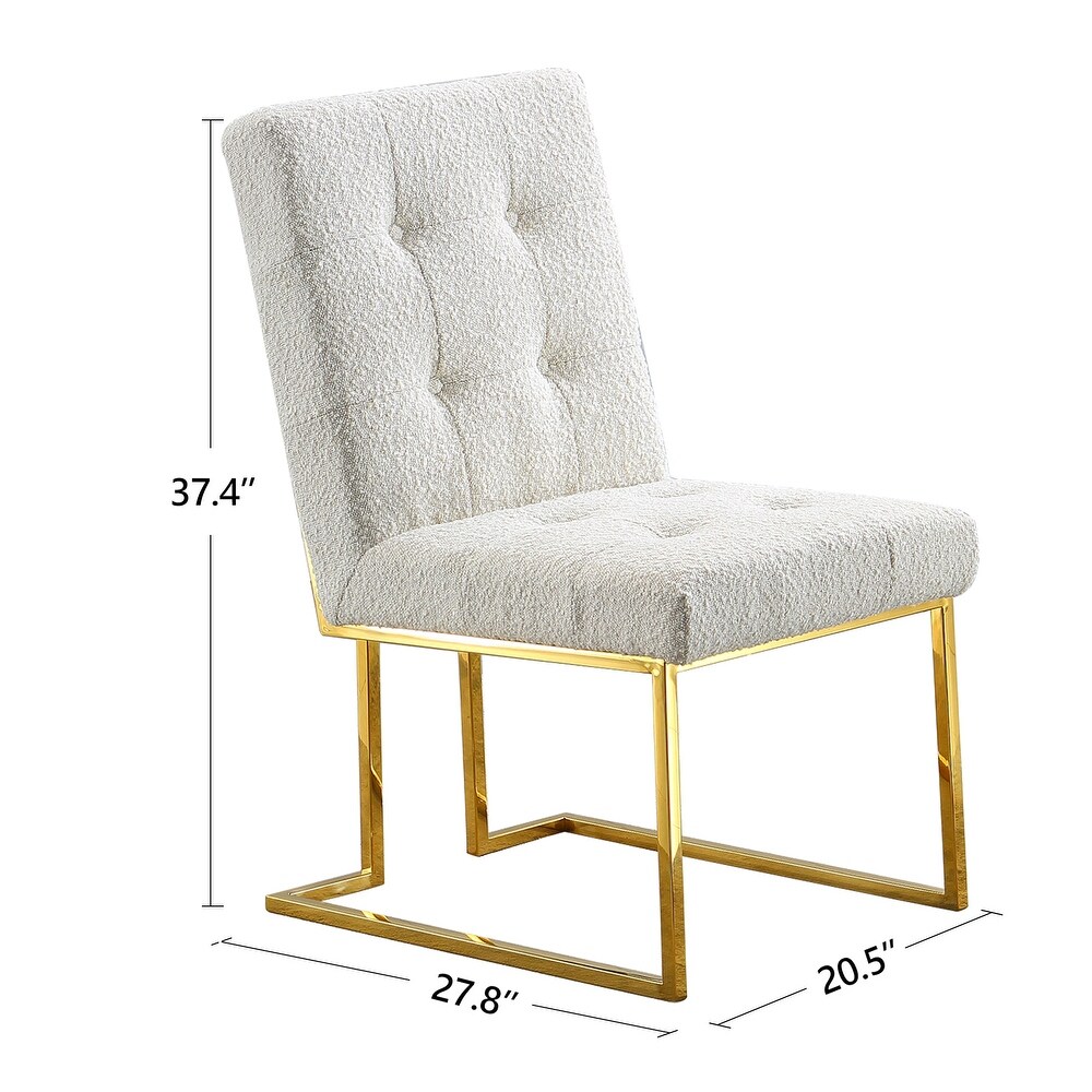 2 Pc Polyester Accent Dining Chair Armless Side Chair with Tufted Back