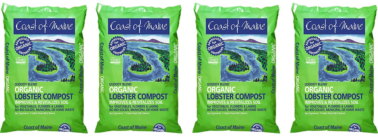 Coast of Maine Q1 Quoddy Blend, Organic Lobster Compost Soil Conditioner, 1 CF (4 Pack)