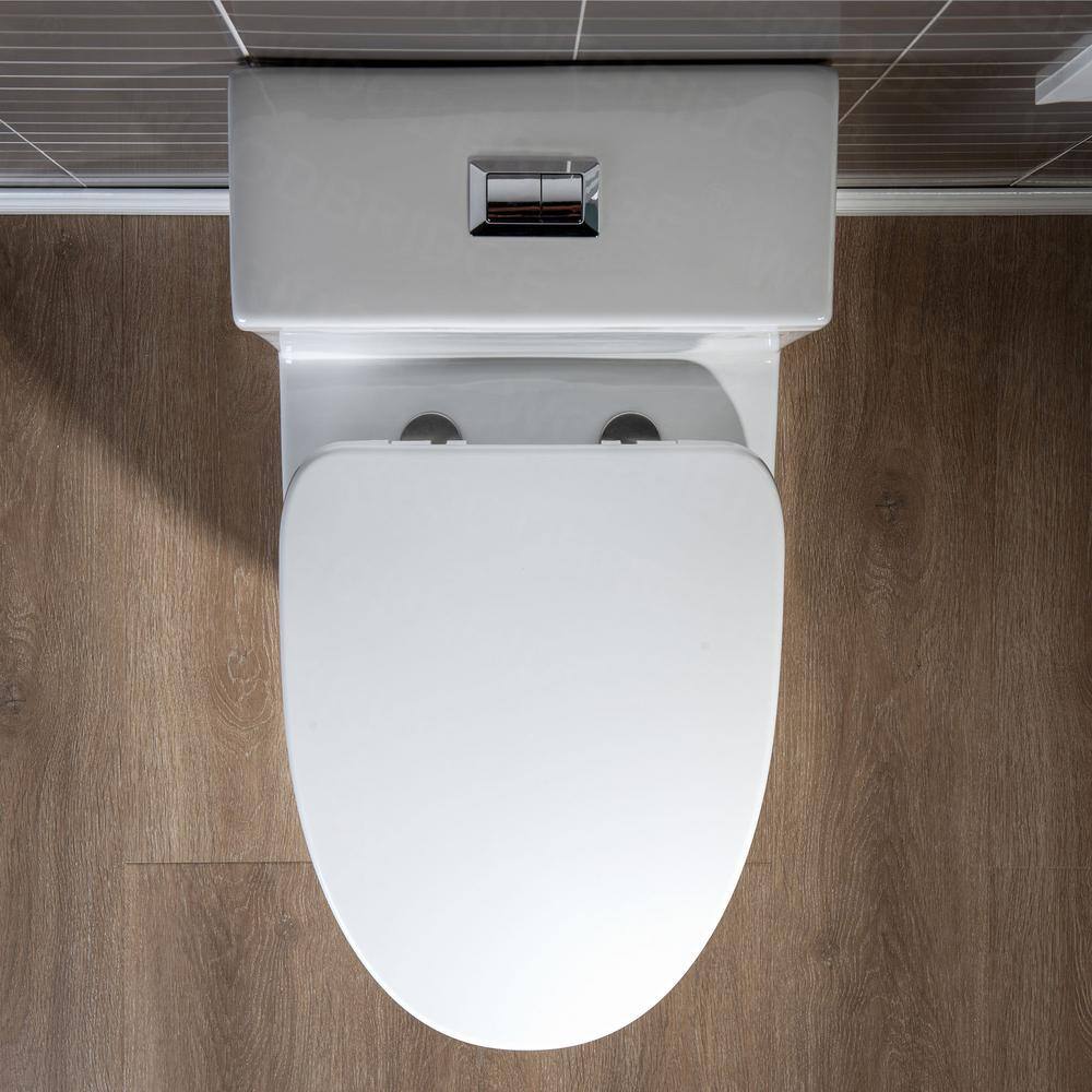 WOODBRIDGE Tiffany 1-Piece 1.01.6 GPF High Efficiency Dual Flush Elongated All-in-One Toilet with Soft Closed Seat in White HT0032