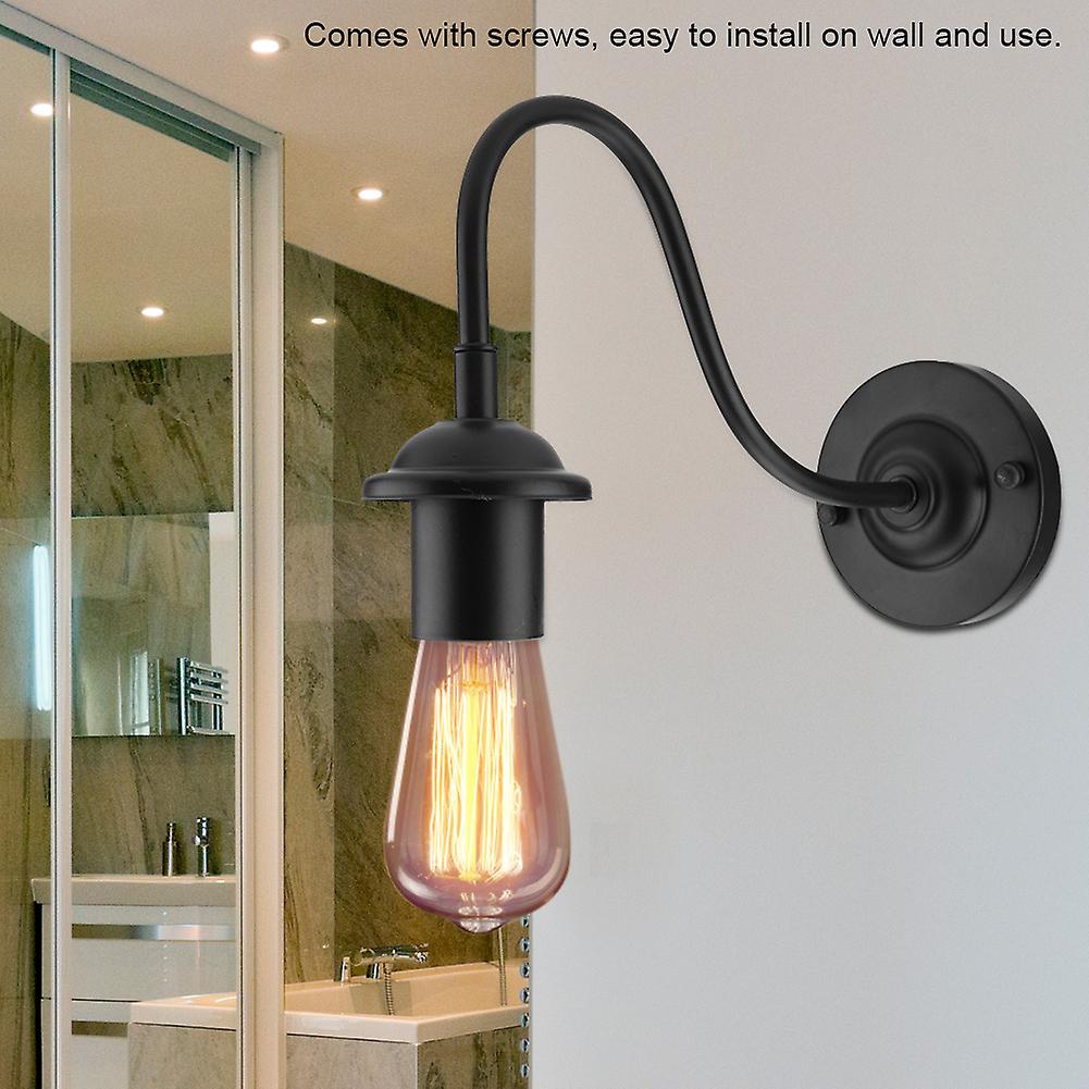 E27 Vintage Style Black Simple Iron Wall Lamp Sconce Light 90-250v