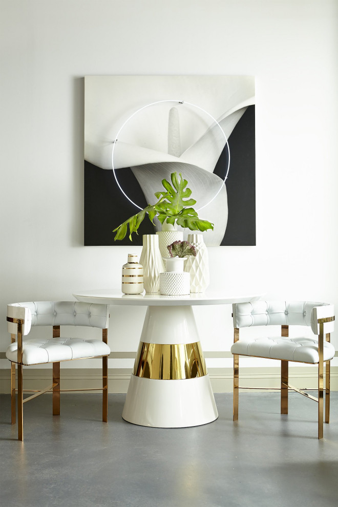 Tara Dining Arm Chair Fallon Onyx/Mirrored Brass   Contemporary   Dining Chairs   by Virgil Stanis Design  Houzz