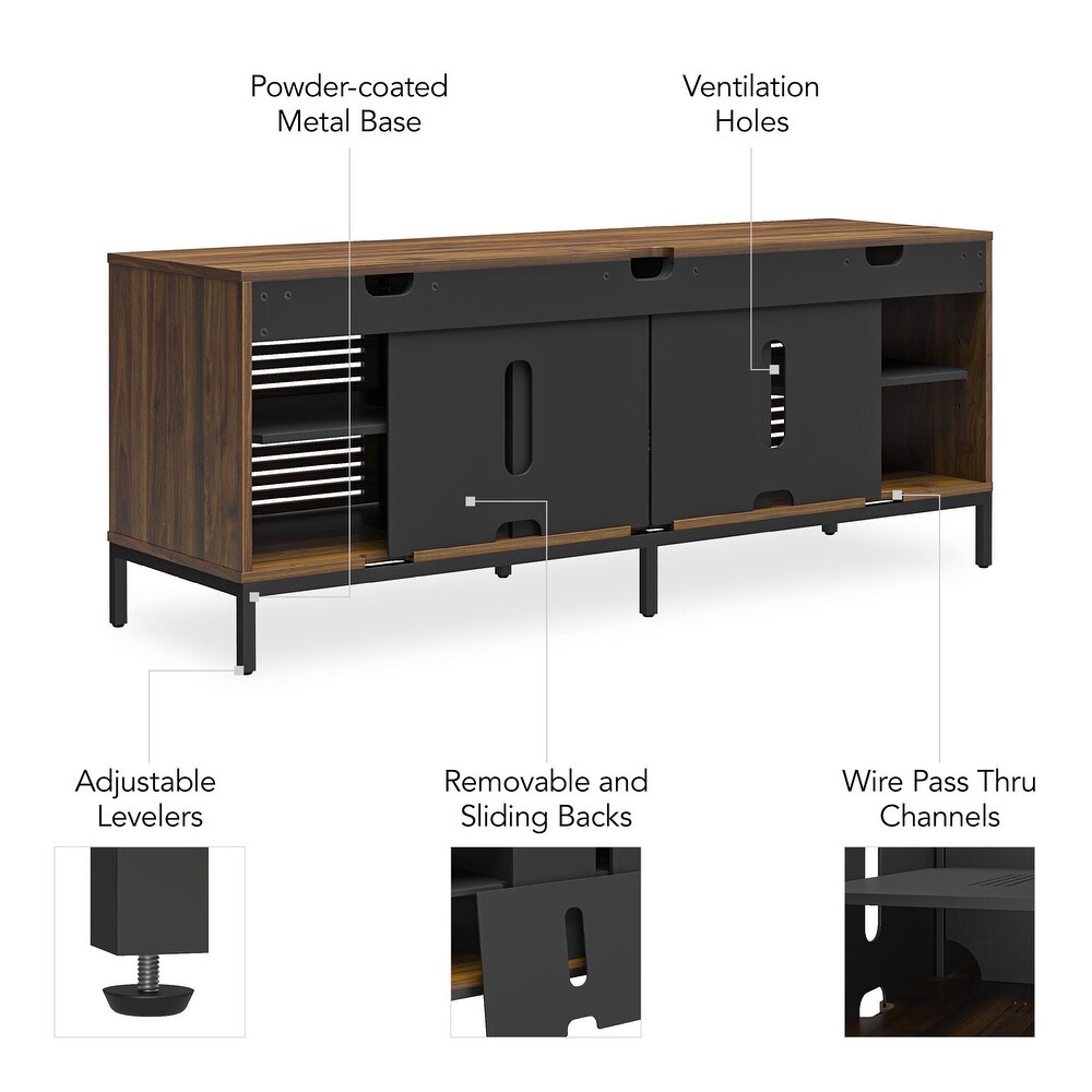 Alphason Studio 68 inch Media Console with Steel Post Base for TVs up to 77 inches