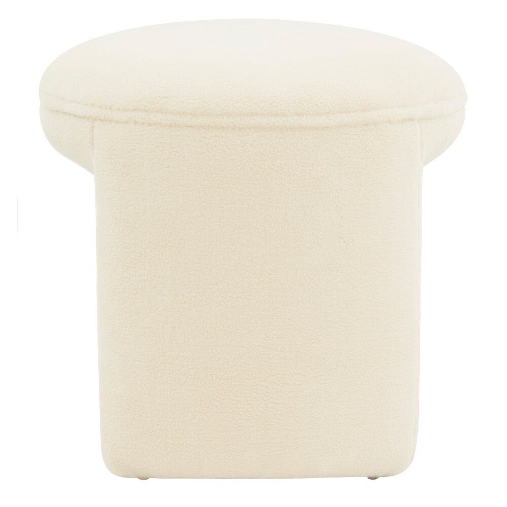 SAFAVIEH Couture Vivie Contemporary Faux Shearling Stool Ottoman