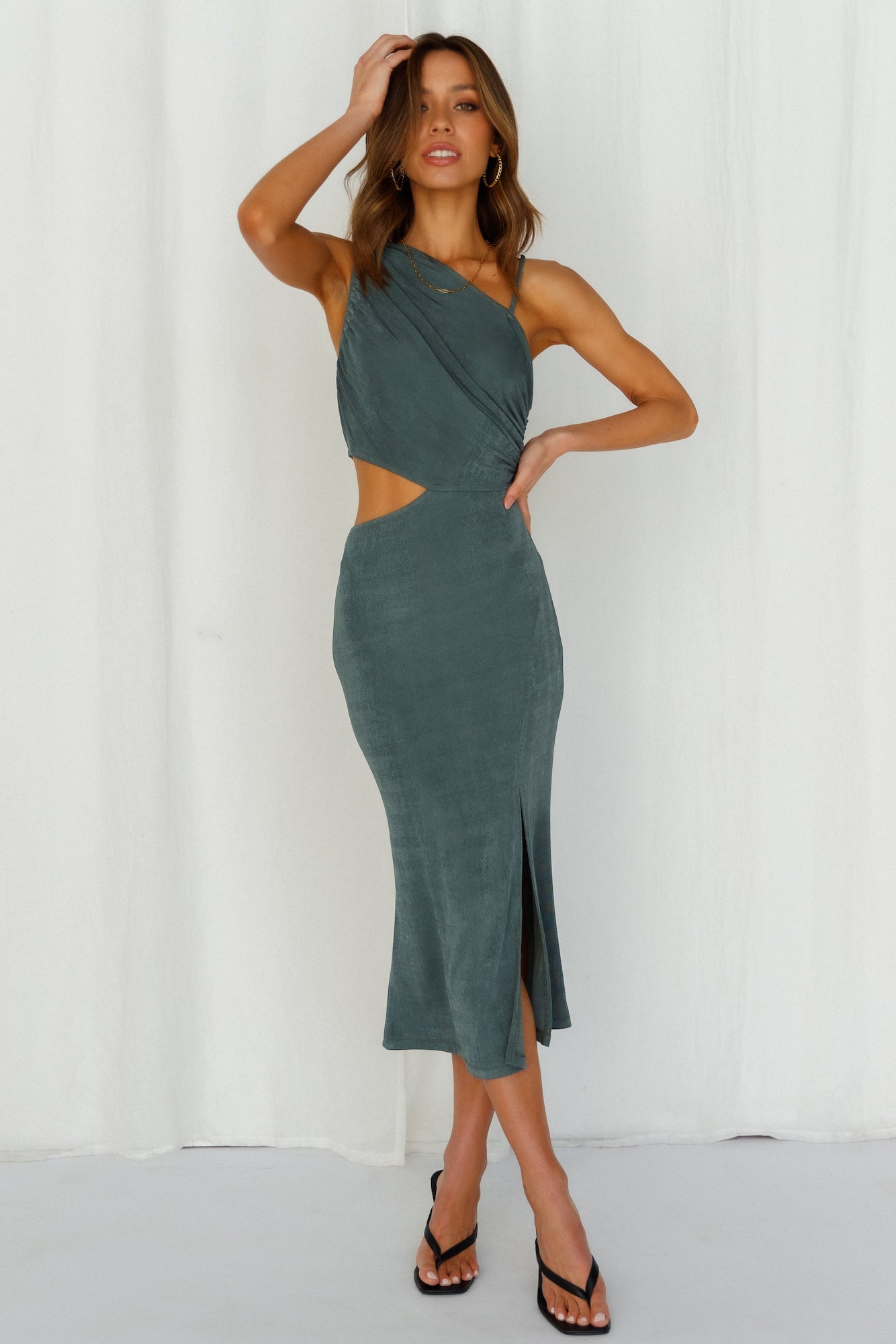 Block It Out Midi Dress Khaki