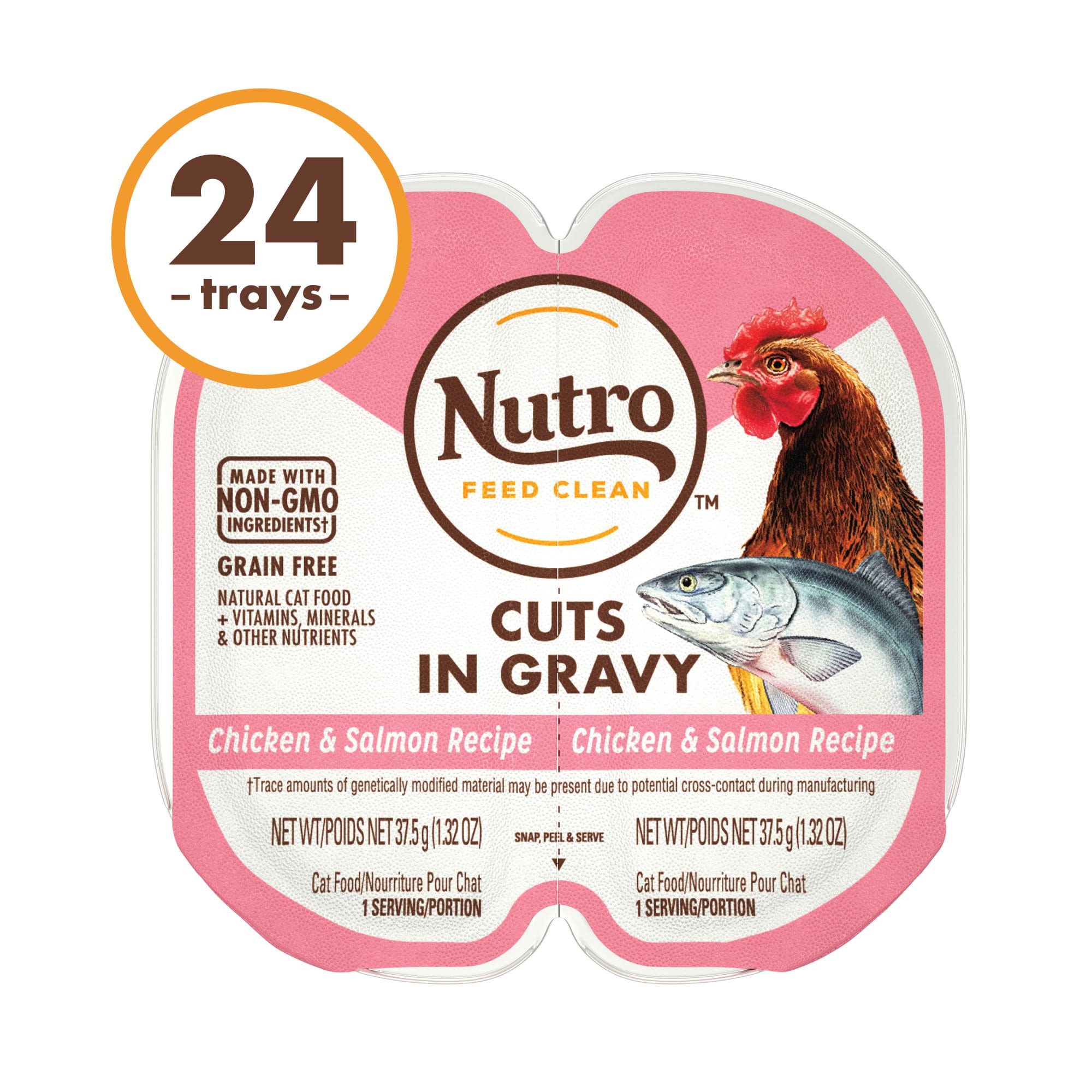 Nutro Perfect Portions Cuts in Gravy Real Chicken and Salmon Wet Cat Food， 2.64 oz.