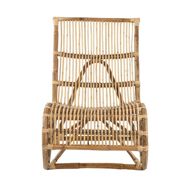 35 Inch Retro Style Rattan Lounge Chair， Slatted Support， Natural Brown - Overstock - 37853920