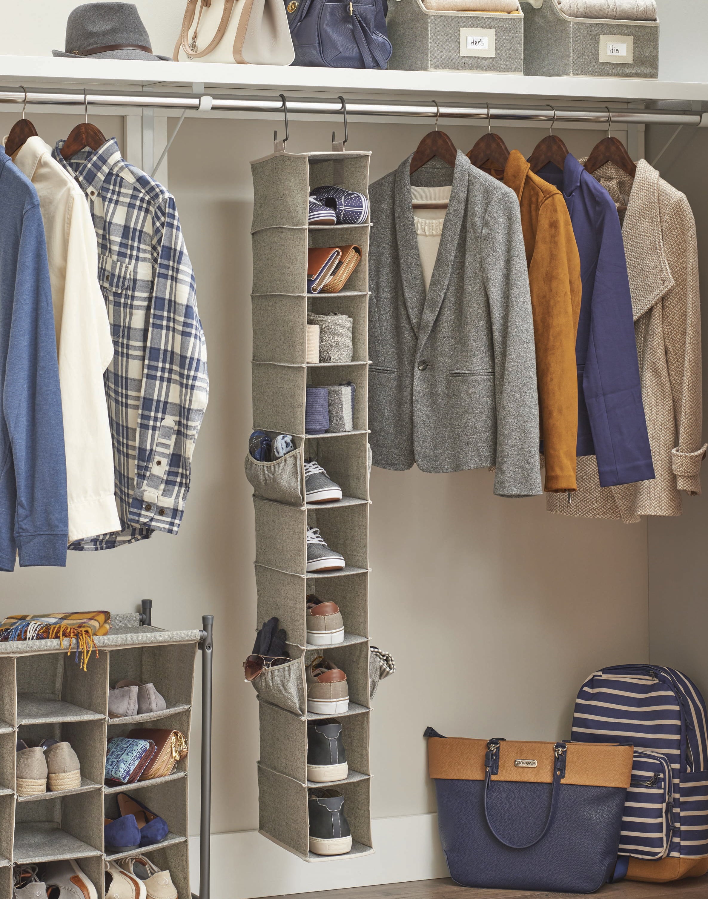 Better Homes & Gardens 10-Shelf Hanging Closet Organizer with 4 Side Pockets