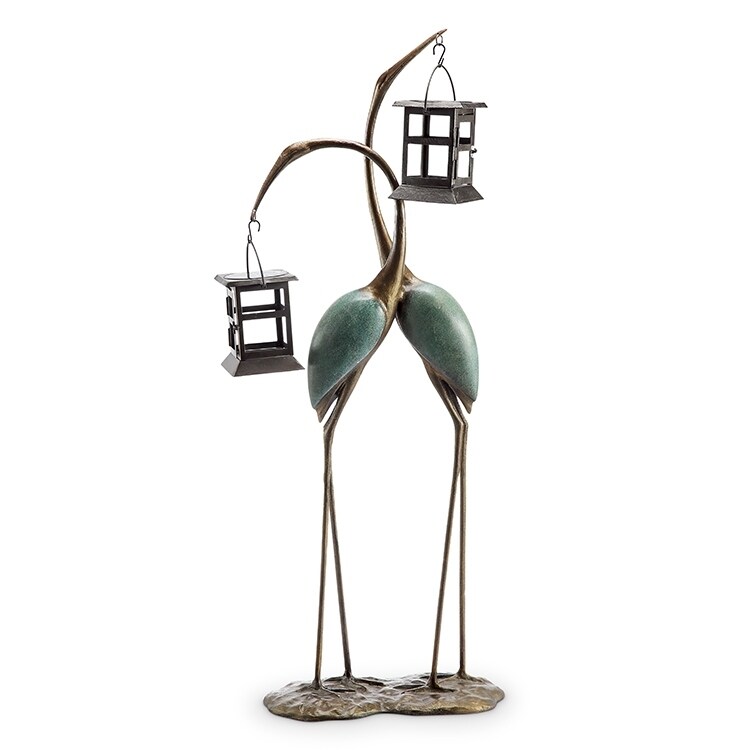 Spi Stylized Crane Pair Led Garden   36 X 16 X 10 inches