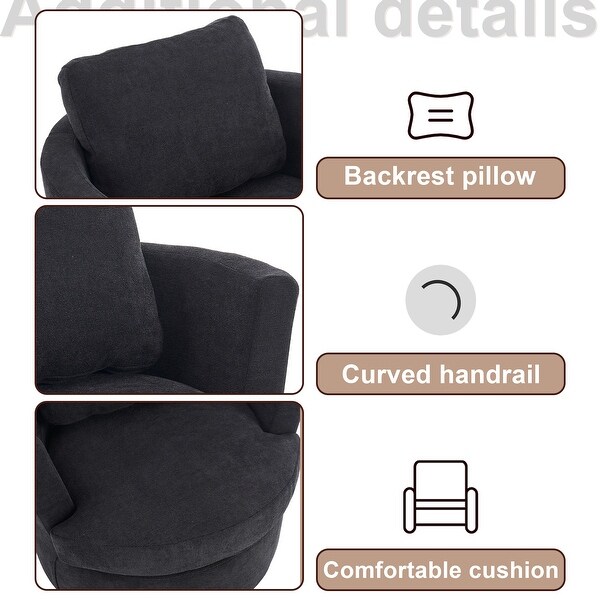 Swivel Barrel Chair，Comfy Round Accent Sofa Chair for Living Room，360 Degree Swivel Barrel Club Chair