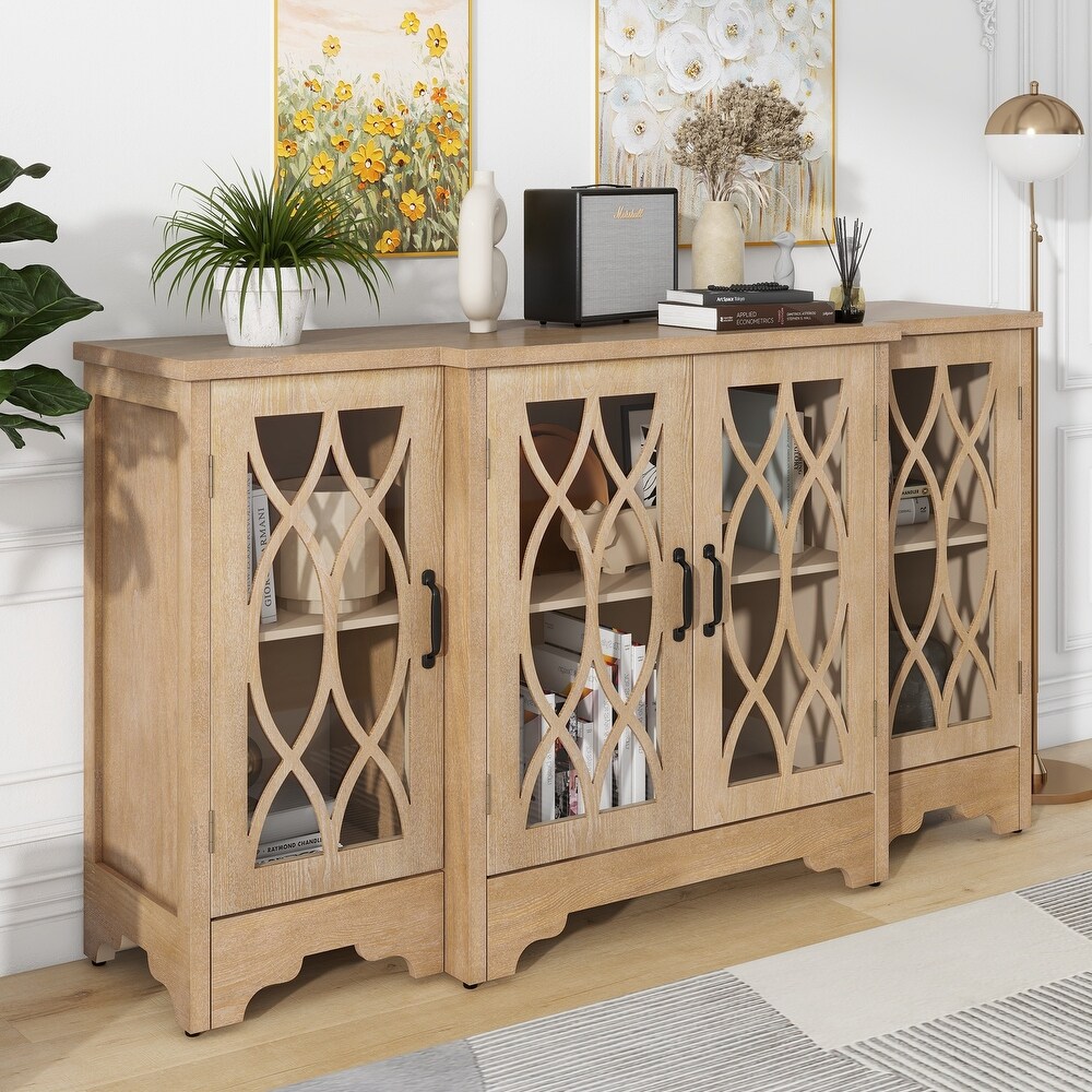 Storage Cabinet with 4 Glass Doors