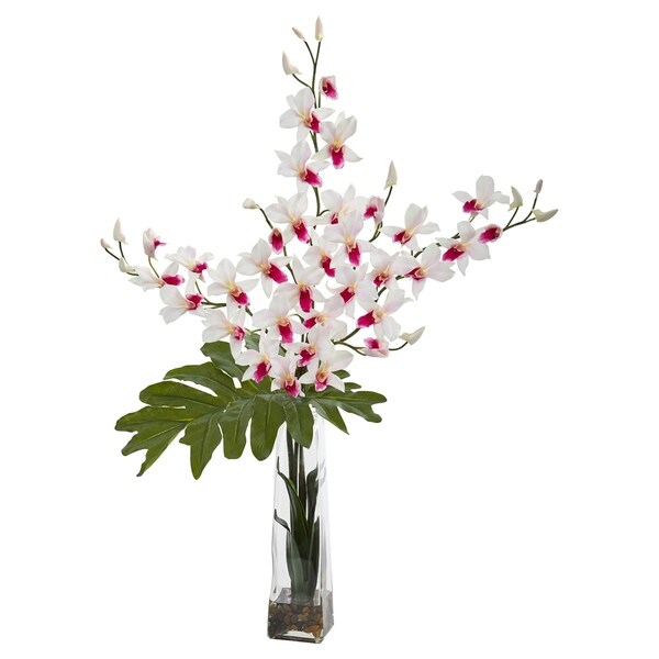 Dendrobium Tropical Orchid Artificial Arrangement in Vase