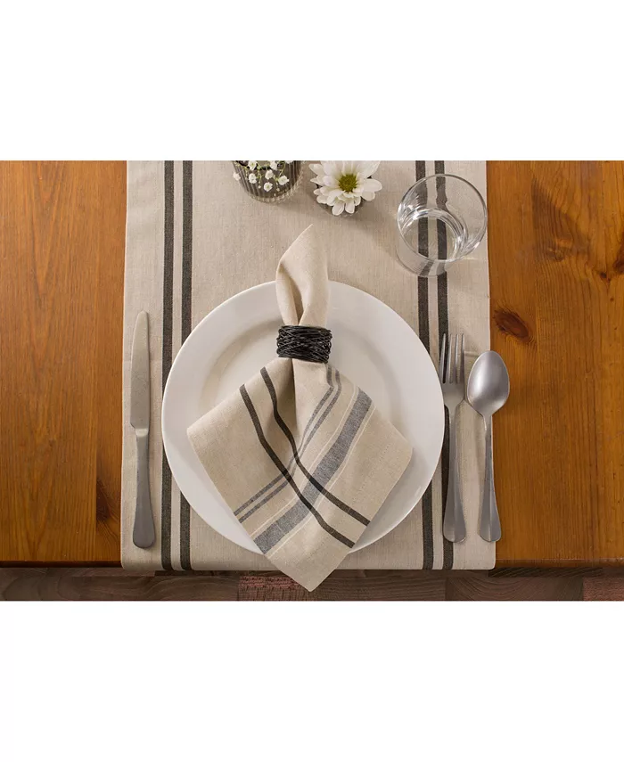 Design Imports Chambray French Stripe Table Runner 14 x 108