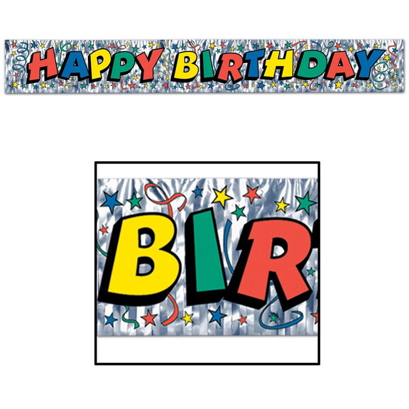 Beistle 50880 Metallic Happy Birthday Fringe Banne...