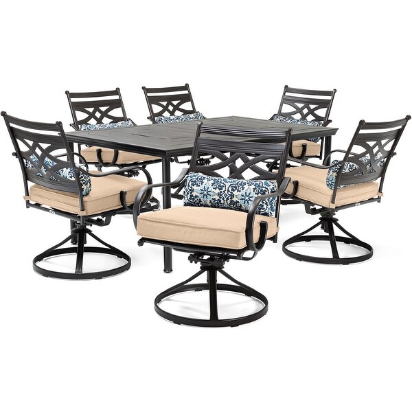 Cambridge Margate 7Piece Dining Set with 6 Swivel Rockers and a 40In. x 67In. Dining Table