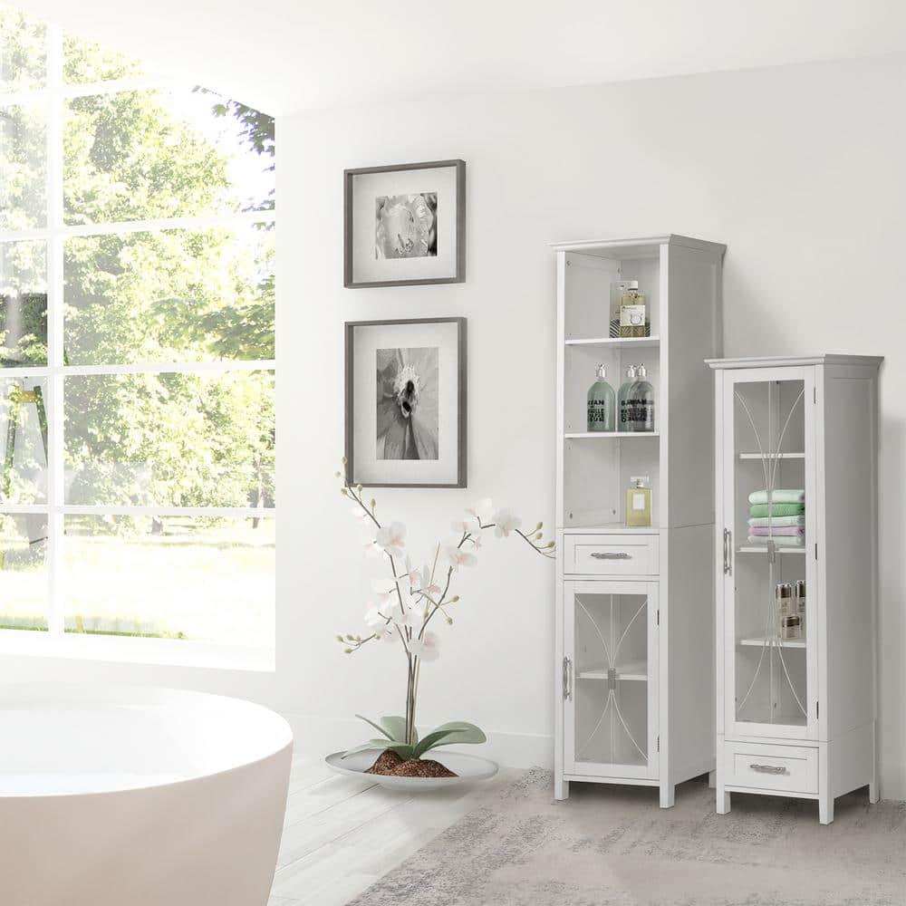 Teamson Home Victorian 17 in W x 65 in H x 1312 in D Bathroom Linen Storage Cabinet in White