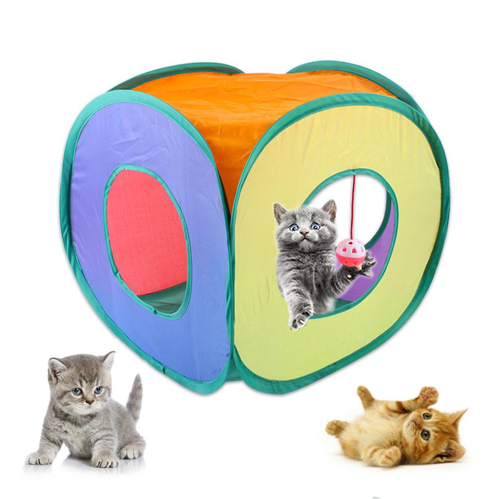 Cat Tunnel， Collapsible Tent Toy， Flexible 3 Holes Covered Funny Square for Outdoor Indoor Rabbit Dogs Cat Toys