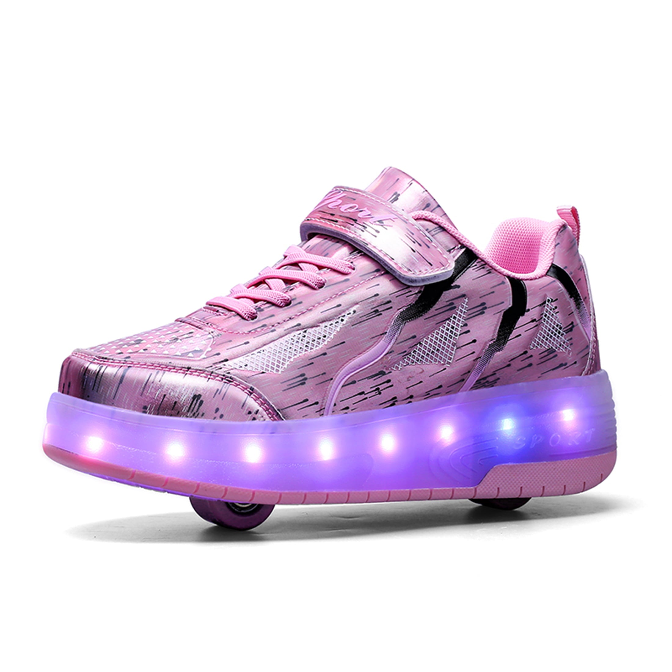 KOFUBOKE Pink Teen Roller Shoes LED Shoes Size 3 Unisex