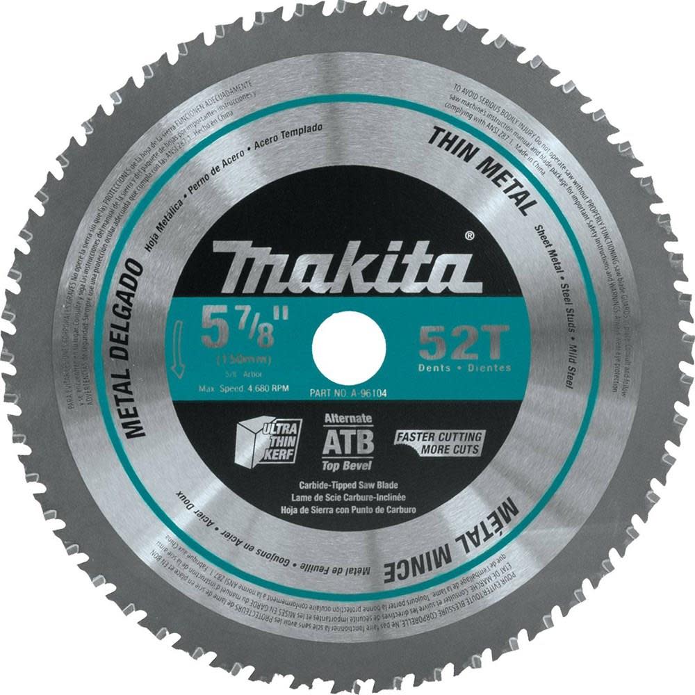 Makita 5-7/8 in. 52T Carbide-Tipped Thin Metal Saw Blade A-96104 from Makita