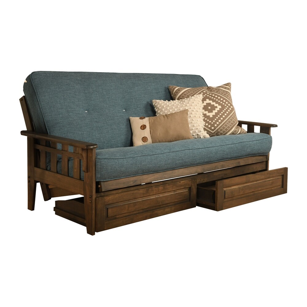 Somette Tucson Rustic Walnut Full size Futon Set with Storage Drawers