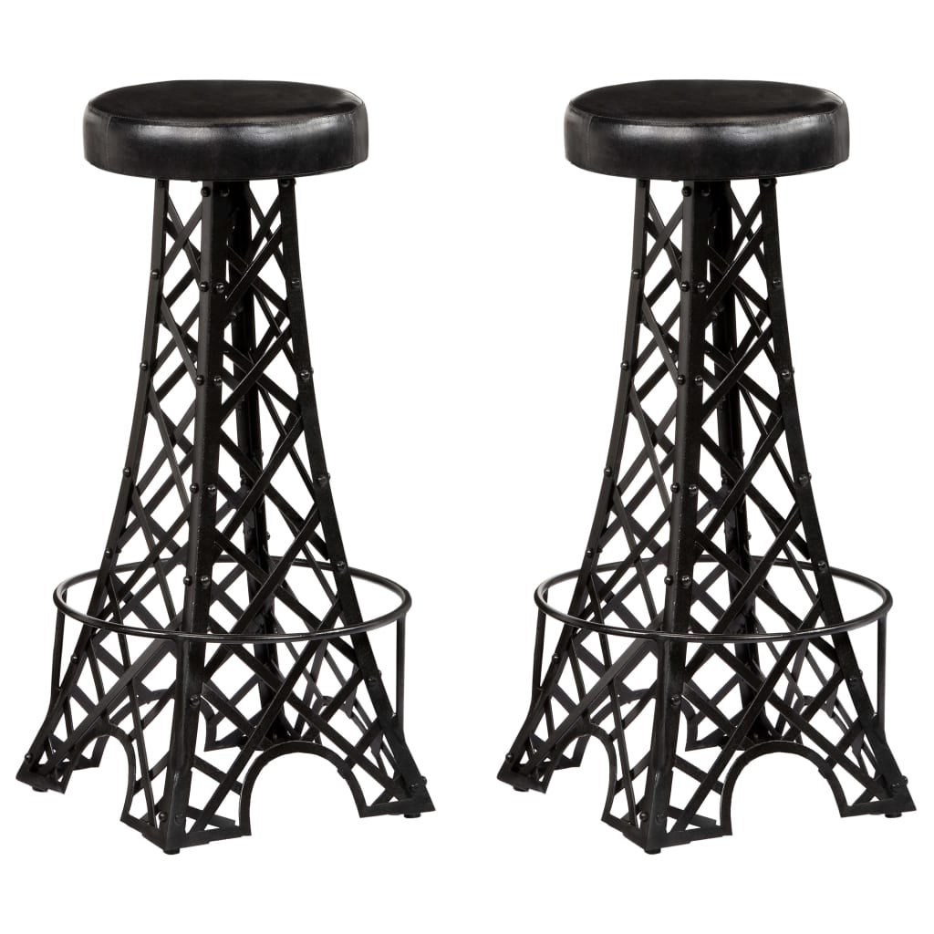 vidaXL Bar Stools 2 pcs Real Leather - 15.7